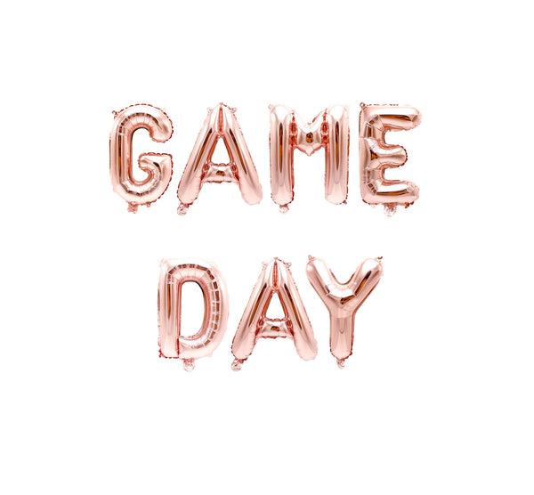 Rose Gold "Game Day" Balloon Banner - 16" Letter Balloons - Rose Gold - Sports, Football Balloon, Game Day Party, Super Bowl, Homecoming, , Jamboree 