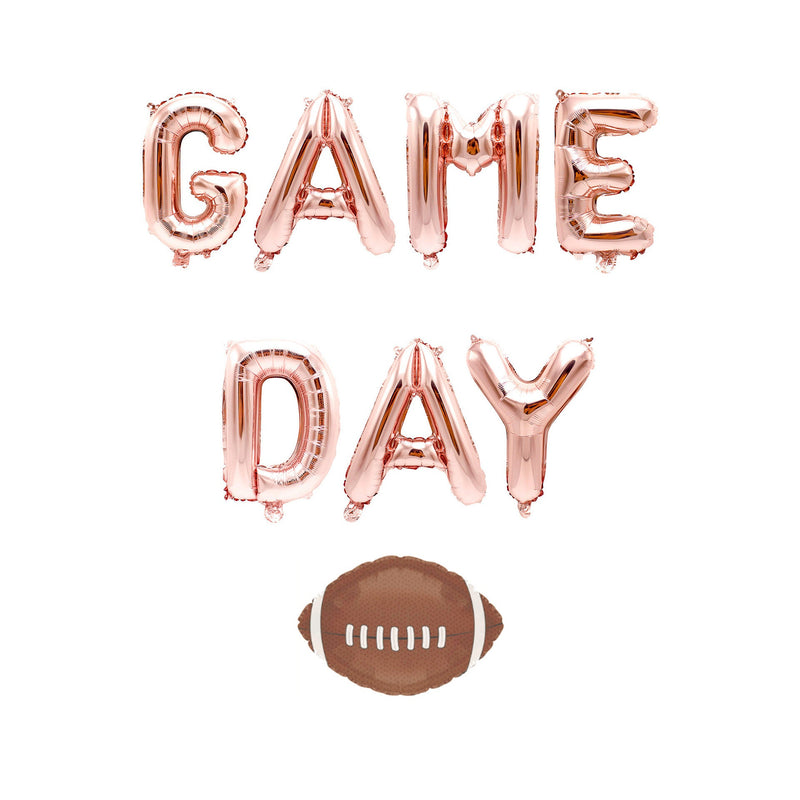 Rose Gold "Game Day" Balloon Banner - 16" Letter Balloons - Rose Gold - Sports, Football Balloon, Game Day Party, Super Bowl, Homecoming, , Jamboree 
