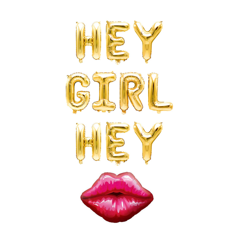 Rose Gold "Hey Girl Hey" Balloon Banner - 16" Letter Balloons - Rose Gold - Bridal Party, Bachelorette Bash, Its a Girl Decor, Sweet 16, , Jamboree 