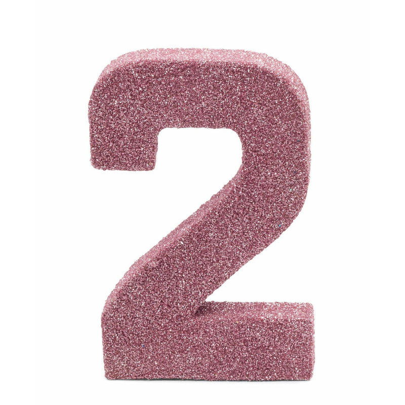 8" Blush Pink Glitter Number 2, Large Glitter Numbers, Jamboree 