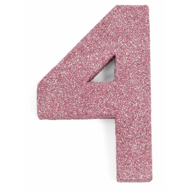 8" Blush Pink Glitter Number 4, Large Glitter Numbers, Jamboree 