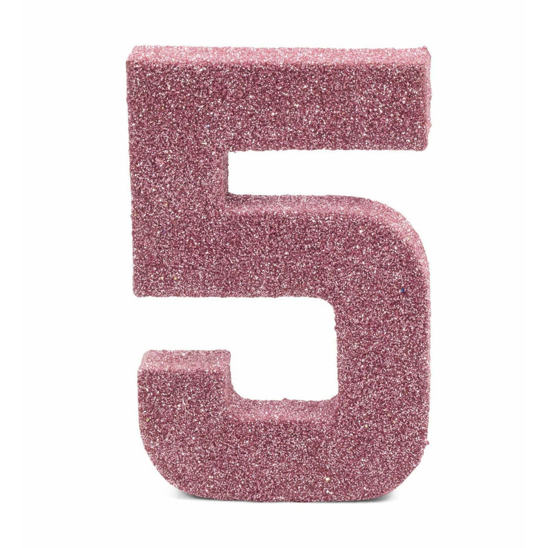 8" Blush Pink Glitter Number 5, Large Glitter Numbers, Jamboree 