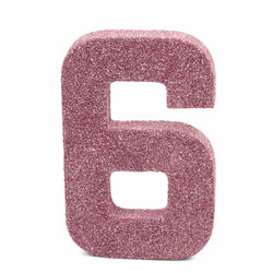 8" Blush Pink Glitter Number 6, Large Glitter Numbers, Jamboree 