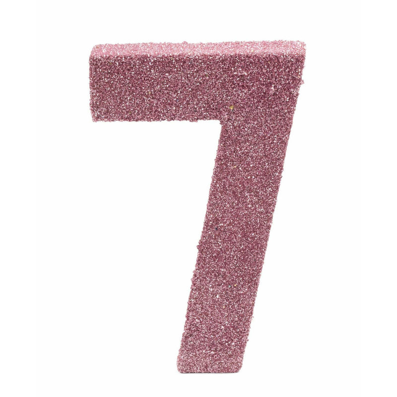 8" Blush Pink Glitter Number 7, Large Glitter Numbers, Jamboree 