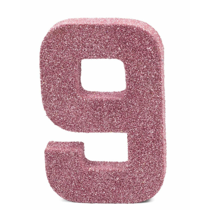 8" Blush Pink Glitter Number 9, Large Glitter Numbers, Jamboree 