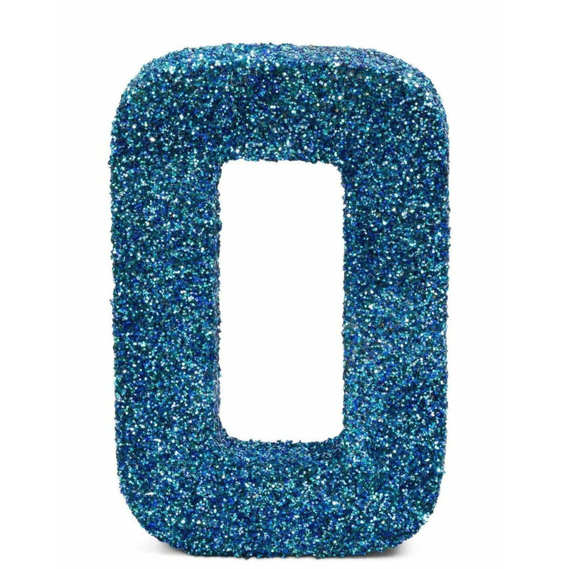 8" Coastal Sparkle Glitter Number 0, Large Glitter Numbers, Jamboree 