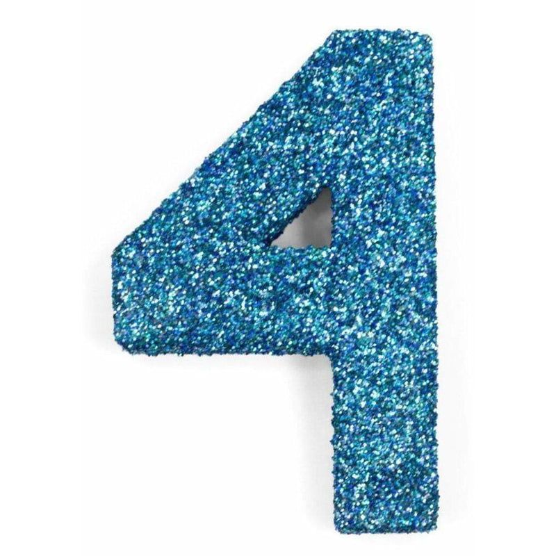 8" Coastal Sparkle Glitter Number 4, Large Glitter Numbers, Jamboree 