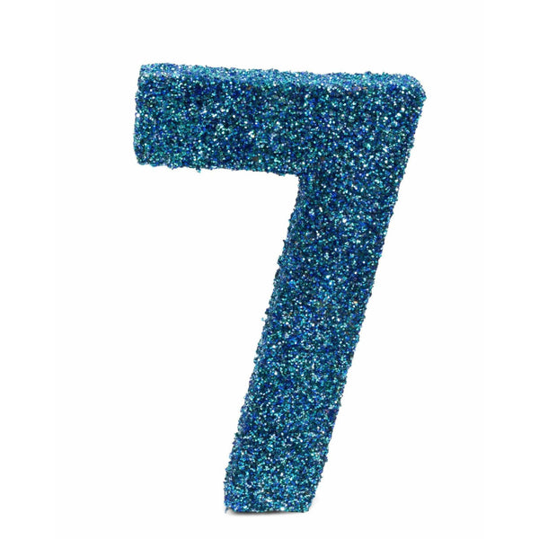 8" Coastal Sparkle Glitter Number 7, Large Glitter Numbers, Jamboree 