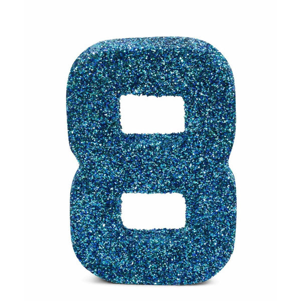 8" Coastal Sparkle Glitter Number 8, Large Glitter Numbers, Jamboree 