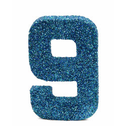 8" Coastal Sparkle Glitter Number 9, Large Glitter Numbers, Jamboree 