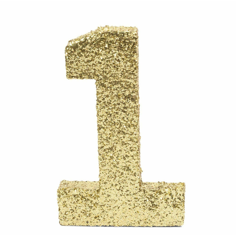 8" Gold Glitter Number 1, Large Glitter Numbers, Jamboree 