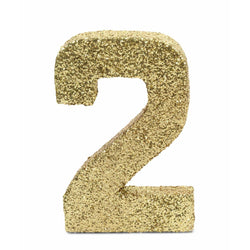 8" Gold Glitter Number 2, Large Glitter Numbers, Jamboree 