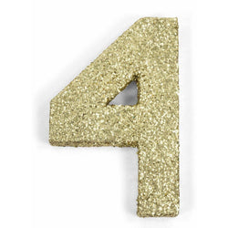 8" Gold Glitter Number 4, Large Glitter Numbers, Jamboree 