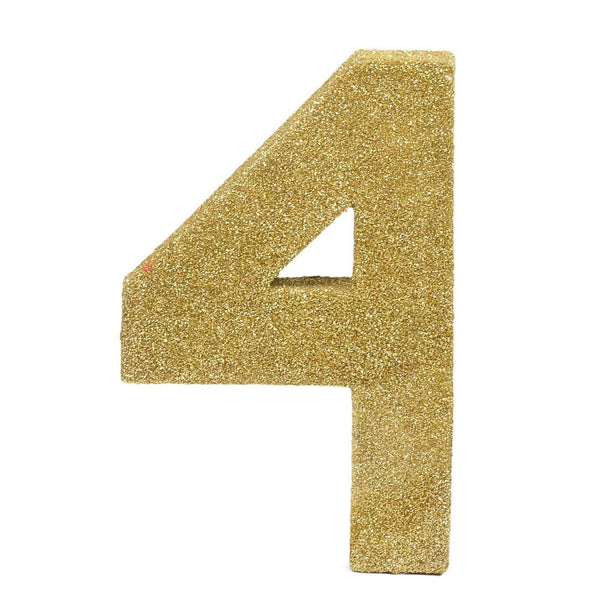 8" Gold Glitter Number 4, Large Glitter Numbers, Jamboree 