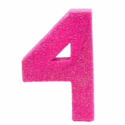 8" Hot Pink Glitter Number 4, Large Glitter Numbers, Jamboree 