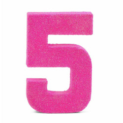 8" Hot Pink Glitter Number 5, Large Glitter Numbers, Jamboree 