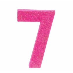 8" Hot Pink Glitter Number 7, Large Glitter Numbers, Jamboree 