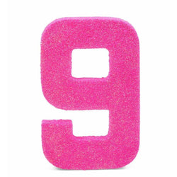 8" Hot Pink Glitter Number 9, Large Glitter Numbers, Jamboree 