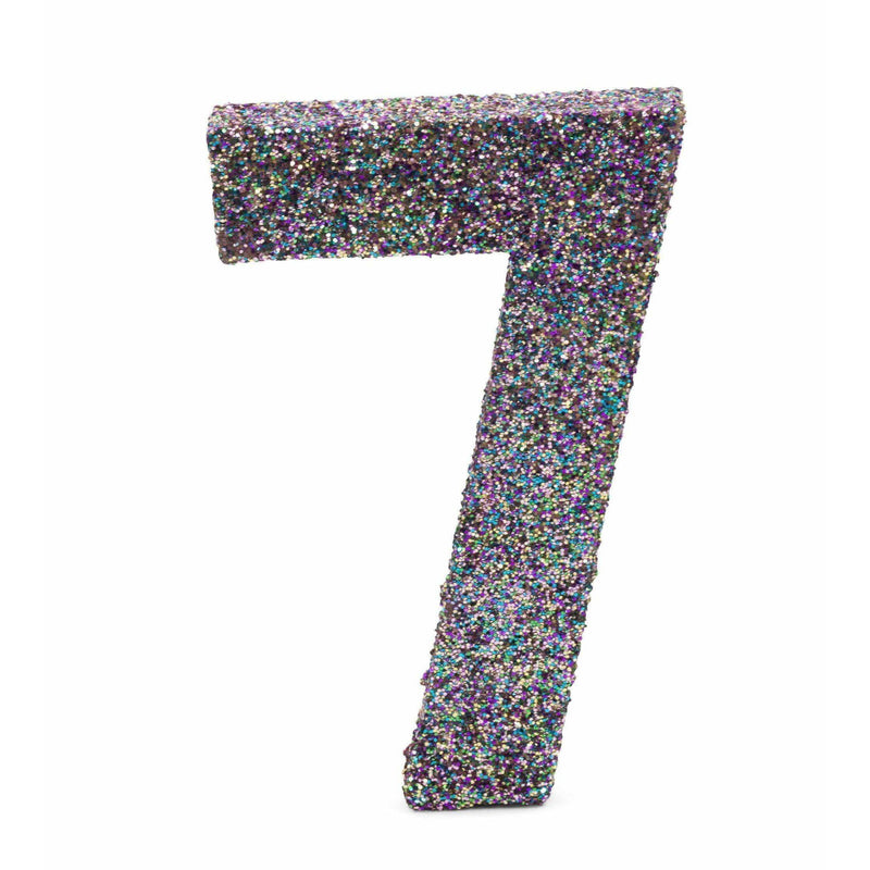 8" Mermaid Sparkle Glitter Number 7, Large Glitter Numbers, Jamboree 