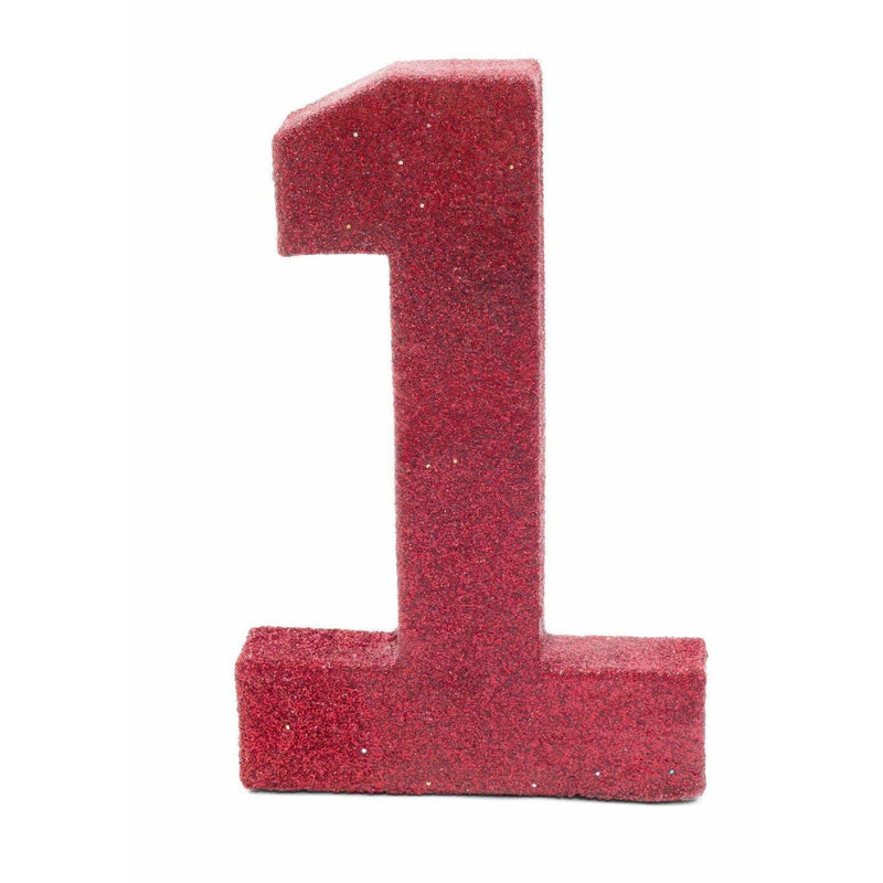 8" Red Glitter Number 1, Large Glitter Numbers, Jamboree 