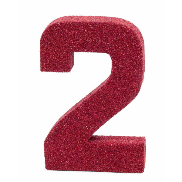 8" Red Glitter Number 2, Large Glitter Numbers, Jamboree 