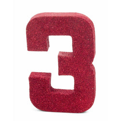 8" Red Glitter Number 3, Large Glitter Numbers, Jamboree 