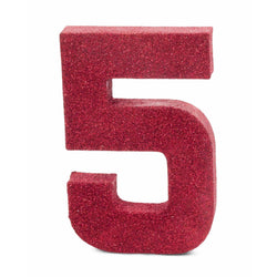 8" Red Glitter Number 5, Large Glitter Numbers, Jamboree 