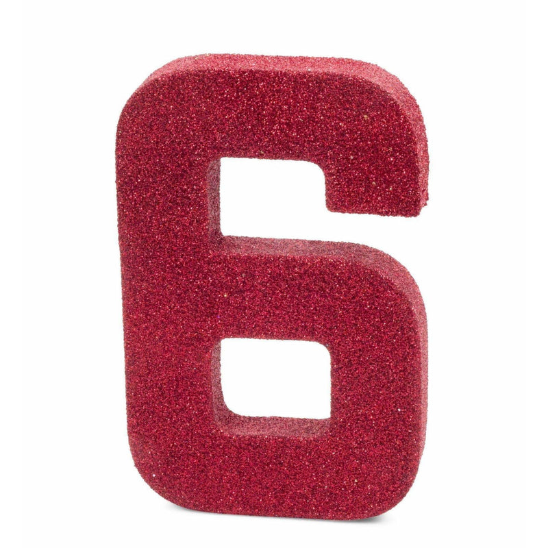 8" Red Glitter Number 6, Large Glitter Numbers, Jamboree 
