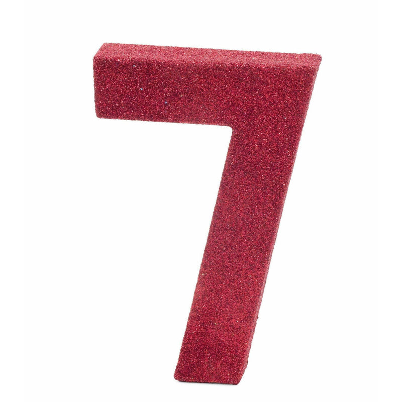 8" Red Glitter Number 7, Large Glitter Numbers, Jamboree 
