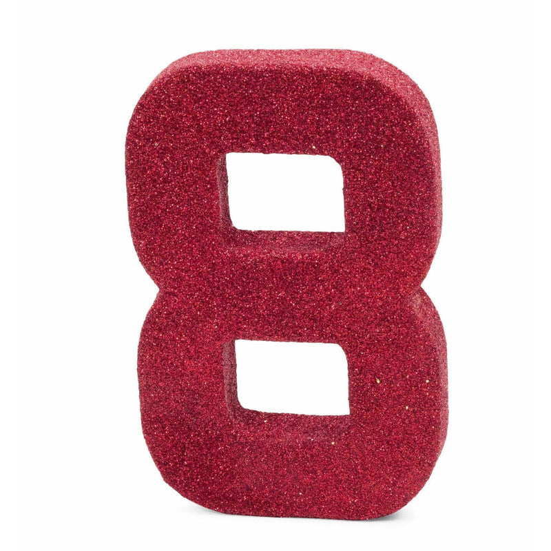 8" Red Glitter Number 8, Large Glitter Numbers, Jamboree 