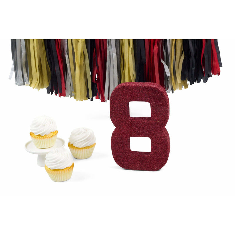8" Red Glitter Number 8, Large Glitter Numbers, Jamboree 