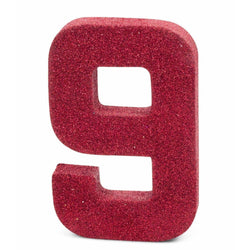 8" Red Glitter Number 9, Large Glitter Numbers, Jamboree 