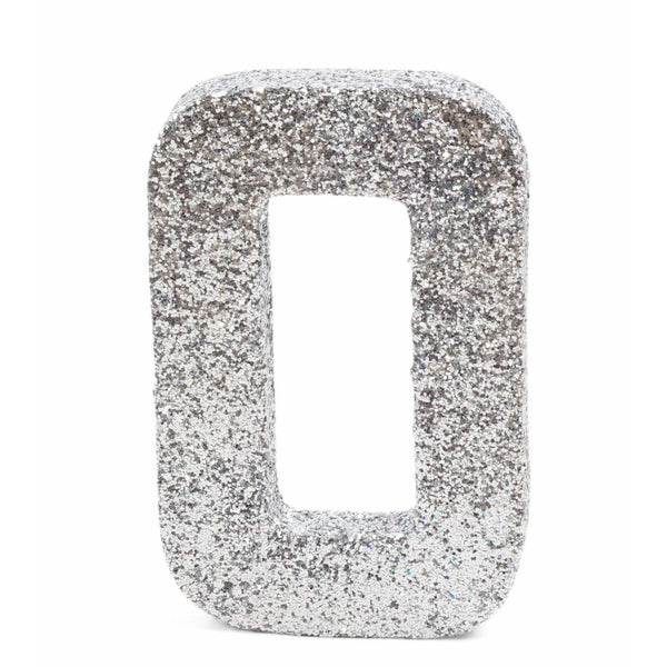 8" Silver Glitter Number 0, Large Glitter Numbers, Jamboree 
