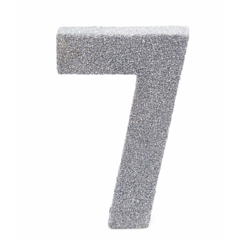 8" Silver Glitter Number 7, Large Glitter Numbers, Jamboree 