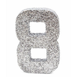 8" Silver Glitter Number 8, Large Glitter Numbers, Jamboree 