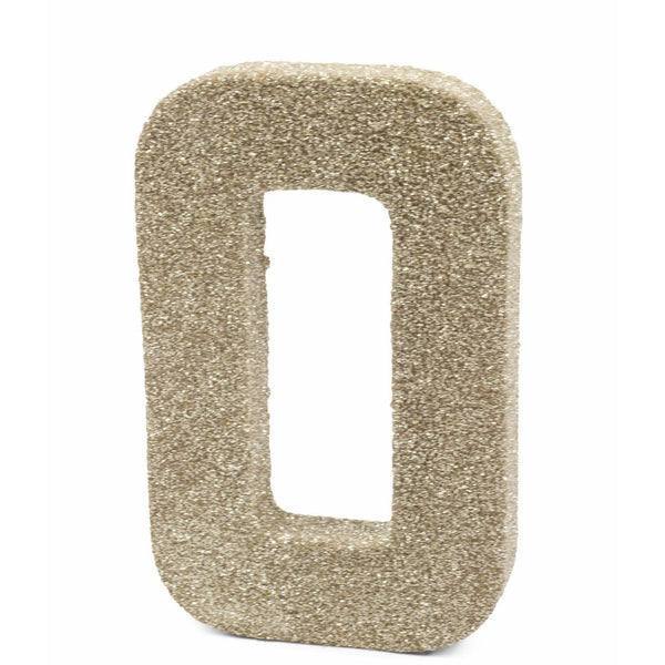 8" White Gold Glitter Number 0, Large Glitter Numbers, Jamboree 