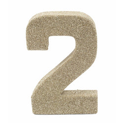 8" White Gold Glitter Number 2, Large Glitter Numbers, Jamboree 
