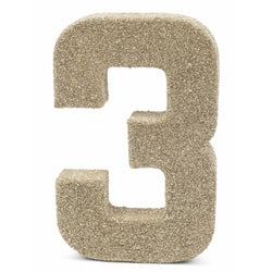 8" White Gold Glitter Number 3, Large Glitter Numbers, Jamboree 