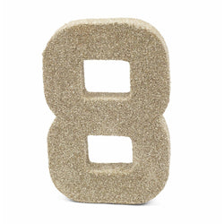 8" White Gold Glitter Number 8, Large Glitter Numbers, Jamboree 