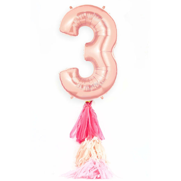 40” Rose Gold Number 3 Balloon, Number Balloons, Jamboree 