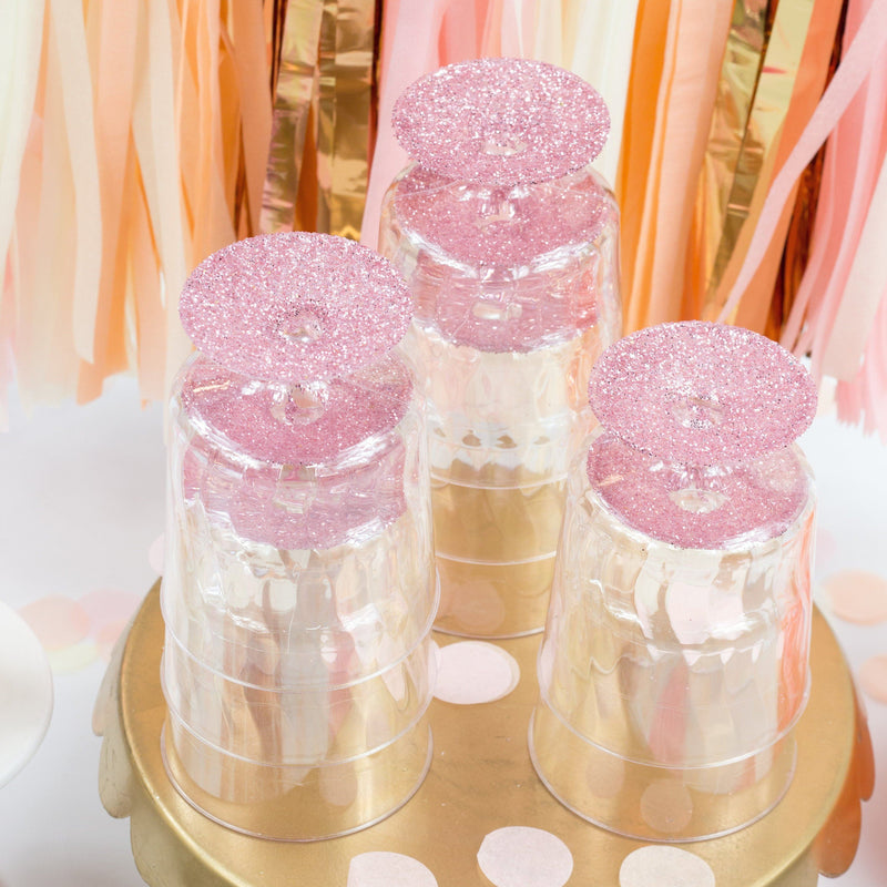 8pc Blush Pink Glitter Cup, Tableware, Jamboree 