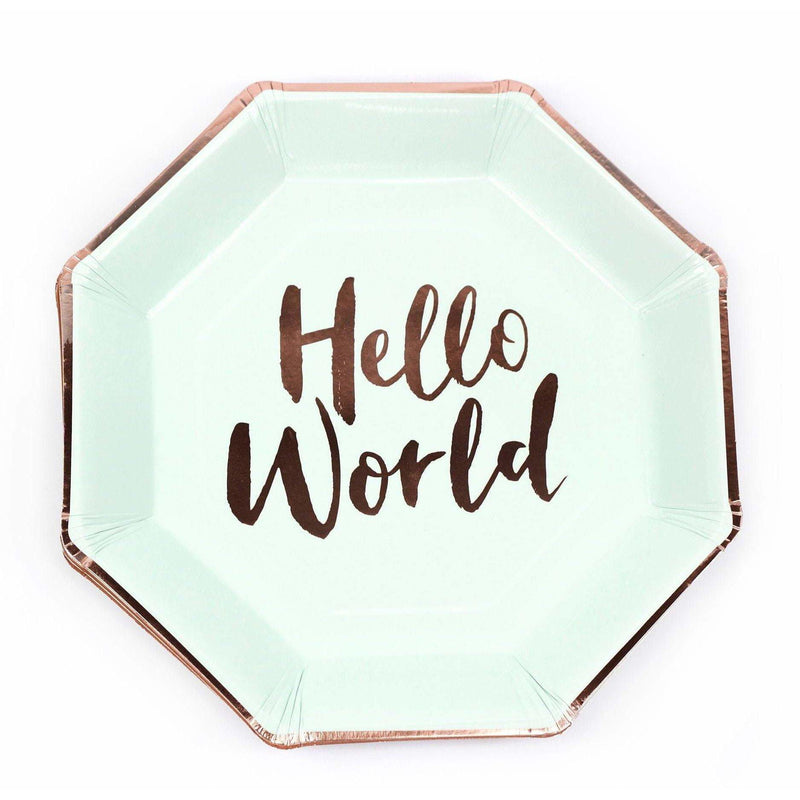 8pc Mint 'Hello World' Dinner Plate, Tableware, Jamboree 