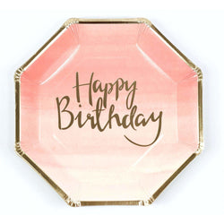 8pc Pink 'Happy Birthday' Dinner Plate, Tableware, Jamboree 