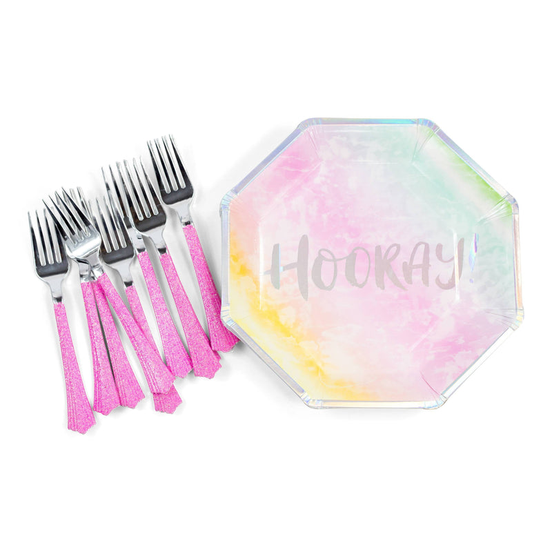 8pc Rainbow 'Hooray' Dinner Plate, Tableware, Jamboree 