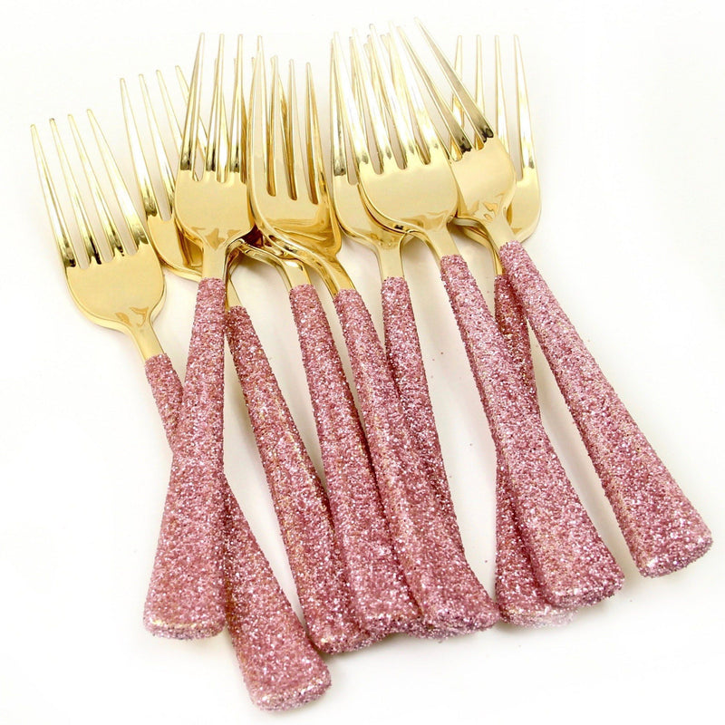 Blush Pink Glittered Gold Fork, Tableware, Jamboree 