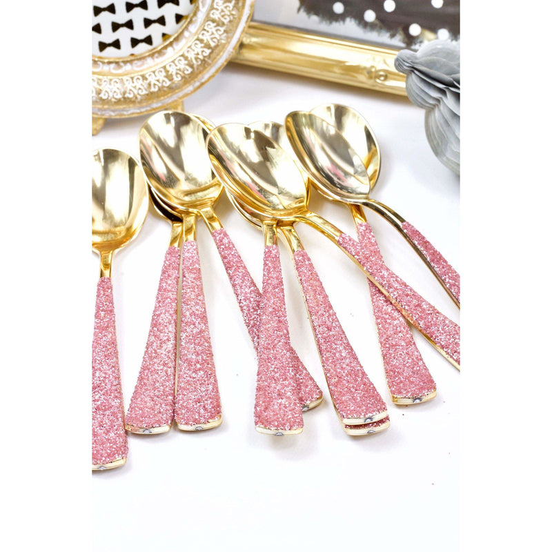 Blush Pink Glittered Gold Spoon, Tableware, Jamboree 