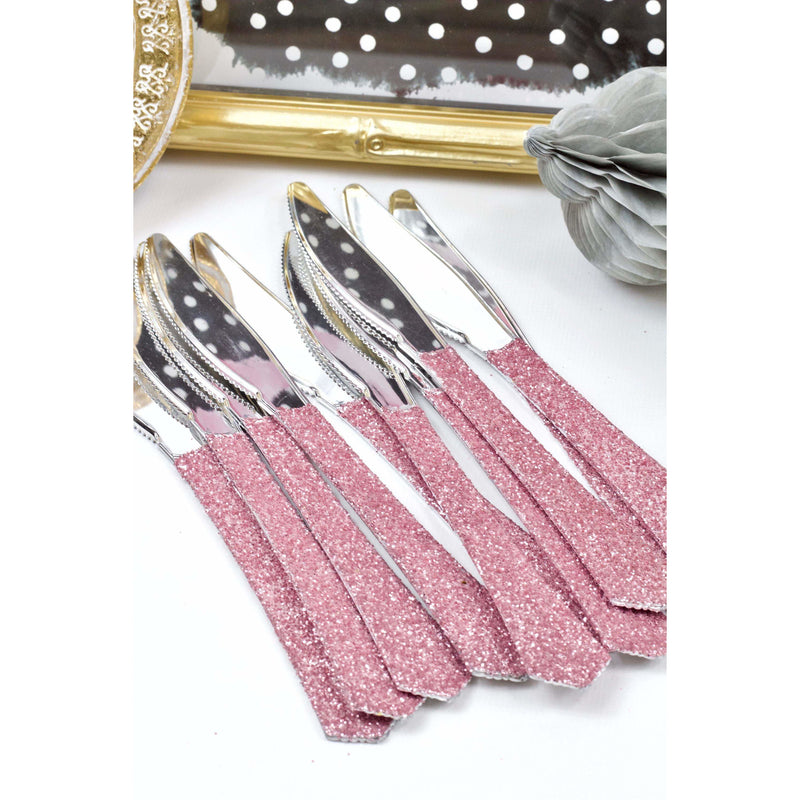 Blush Pink Glittered Silver Knife, Tableware, Jamboree 