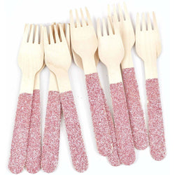Blush Pink Glittered Wood Fork, Tableware, Jamboree 