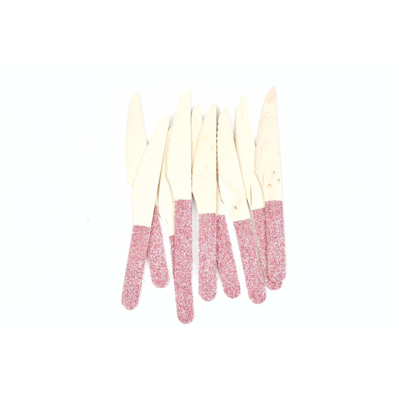 Blush Pink Glittered Wood Knife, Tableware, Jamboree 