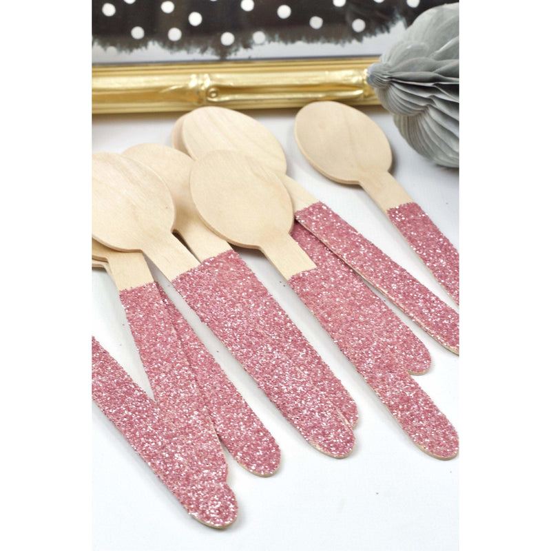 Blush Pink Glittered Wood Spoon, Tableware, Jamboree 